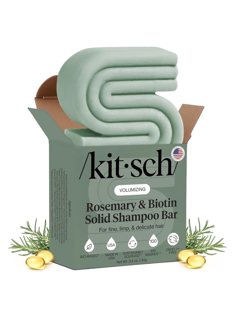 Kitsch Rosemary & Biotin Shampoo Bar - For Hair Growth, Strengthening, Thickening & Volumizing Shampoo for Women and Men - Free of Parabens, Sulfates & Silicones - Made in USA - 3.2 oz